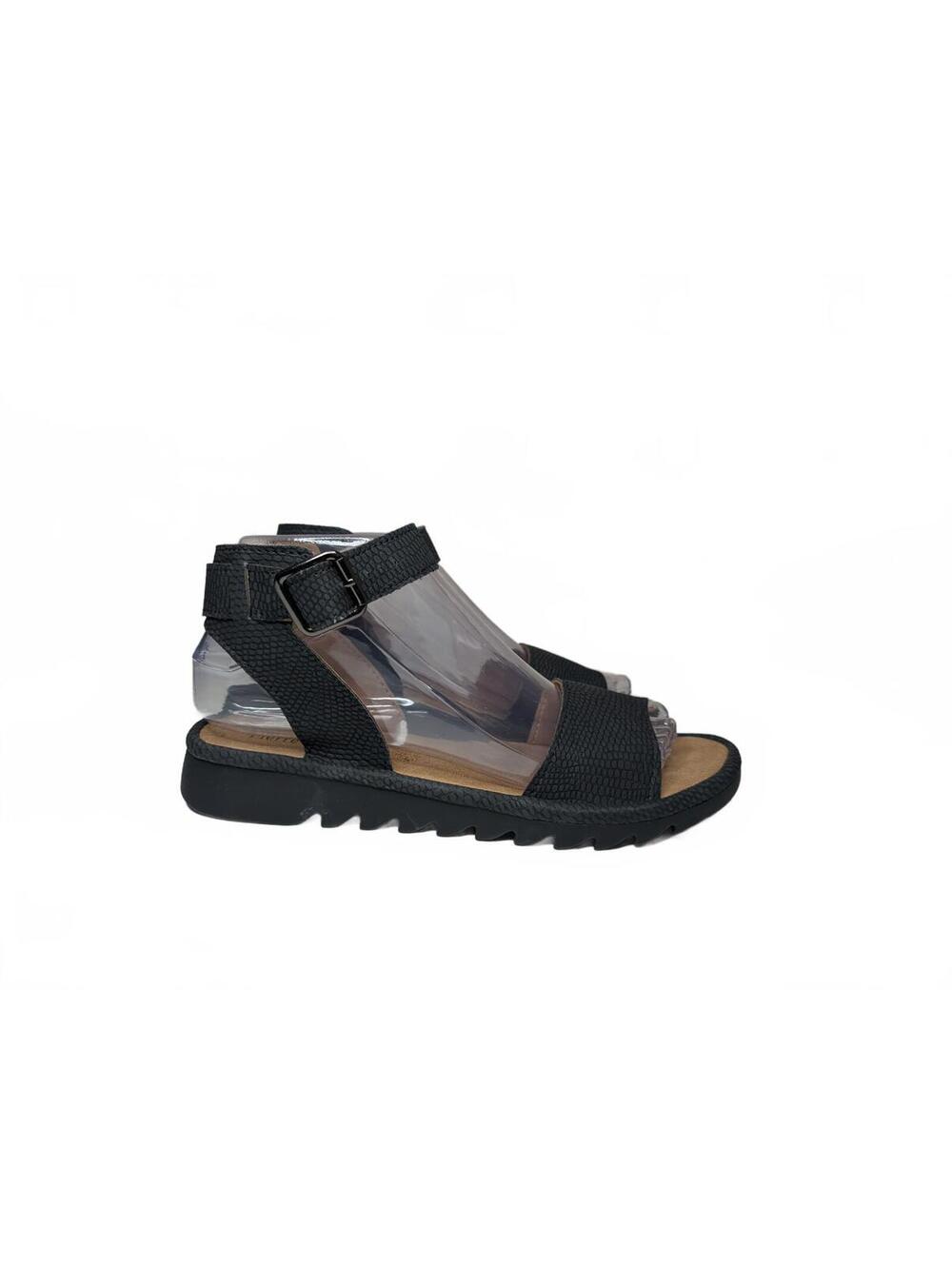 NWOT Pierre Dumas Women's Black Tan Ankle Strap Platform Sandals Size 7‎